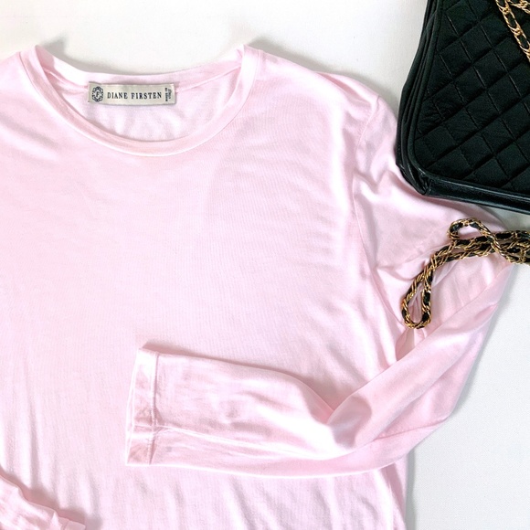 Diane Firsten Pink Long Sleeve Top Italy Sz L - Picture 4 of 8
